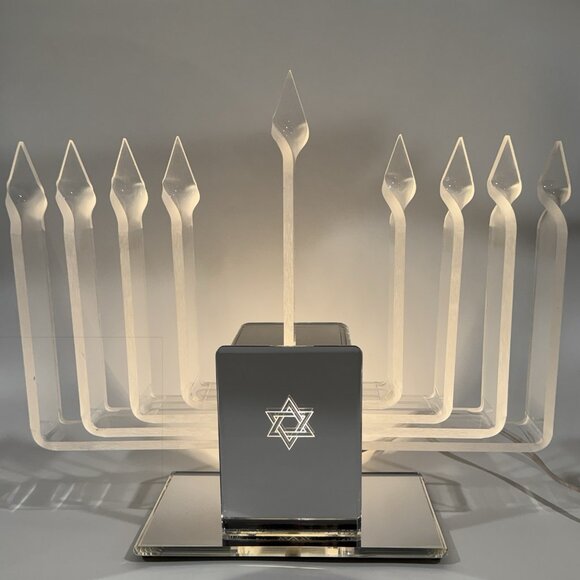 Vintage Lucite Electric Mid Century Modern MCM Menorah Hanukkah Candle Light - Picture 1 of 11
